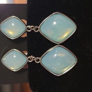 clip on blue and silver earrings